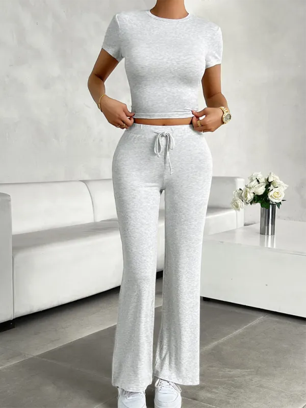 Women Essential Lounge Wear - Flared Pants and Tee