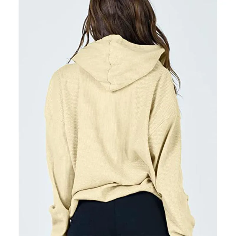 Women winter casual plain zip up hoodie sweatshirt with pockets