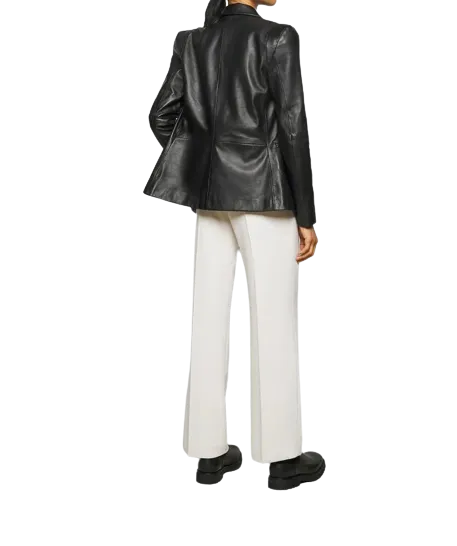 Womens Ella Genuine Lambskin Leather Blazer