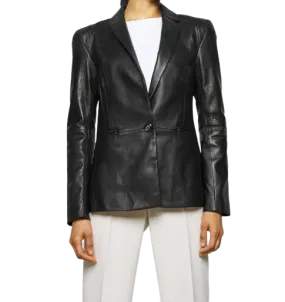 Womens Ella Genuine Lambskin Leather Blazer