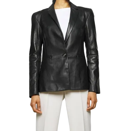 Womens Ella Genuine Lambskin Leather Blazer