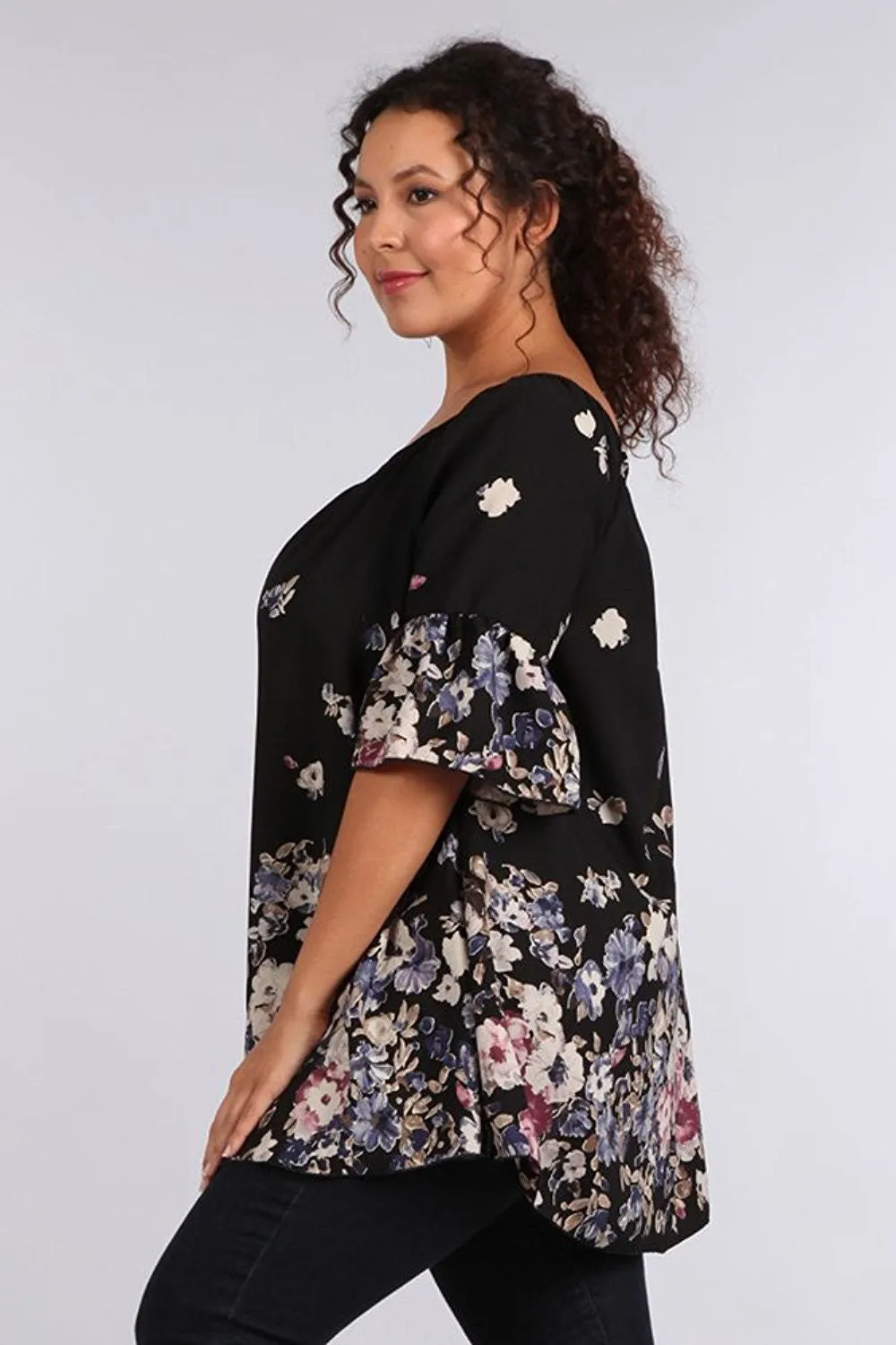 Women's Plus Size Floral Off the Shoulder Elegant Blouse U.S.A