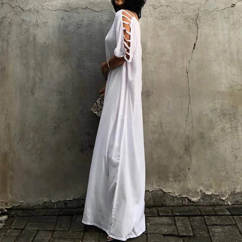 Women's Summer Casual Loose O-Neck Long Dress