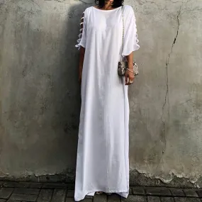 Women's Summer Casual Loose O-Neck Long Dress