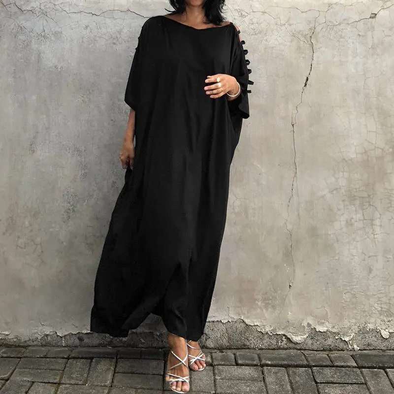 Women's Summer Casual Loose O-Neck Long Dress