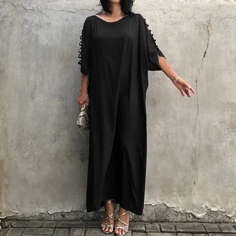 Women's Summer Casual Loose O-Neck Long Dress