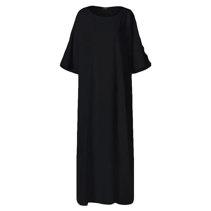 Women's Summer Casual Loose O-Neck Long Dress