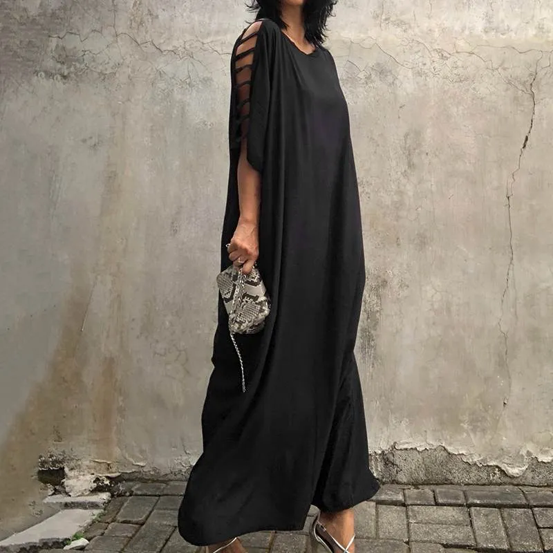 Women's Summer Casual Loose O-Neck Long Dress