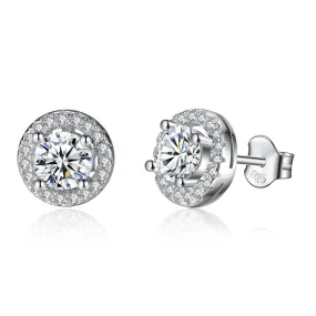 YE3159 925 Sterling Silver Big Round Rhinestone Stud Earrings